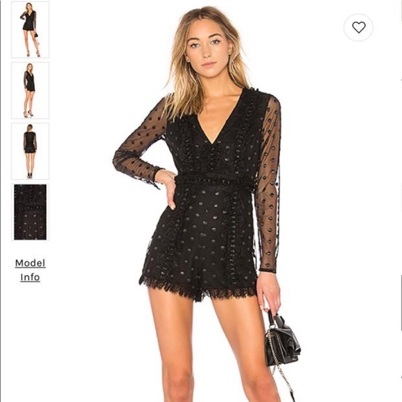 Alexis Samira Sheer Dot Black Lace Romper Playsuit